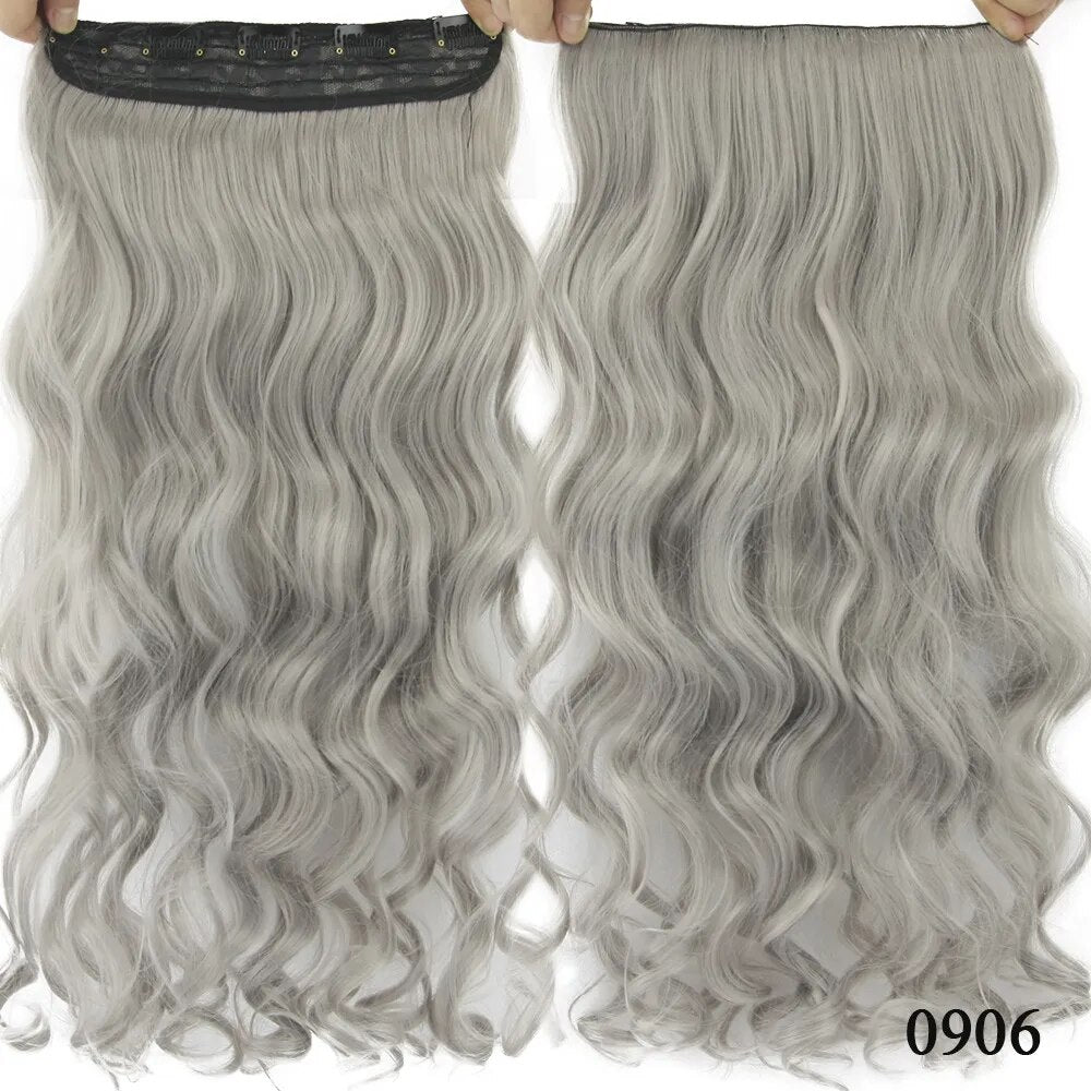 Gres Women 24inch Long 5 Clip-in Hair Pieces Wavy Grey Ombre - Lushstrand