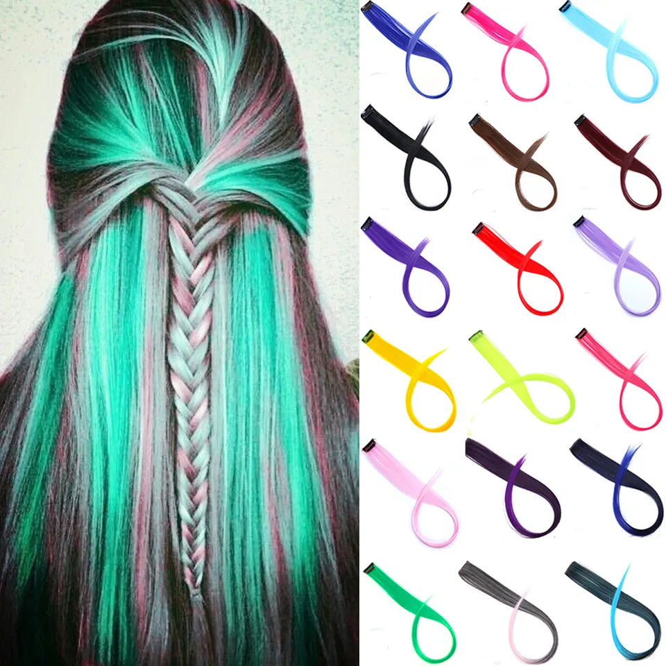 Colourful Synthetic 22 Inch Strands Of Hair On Hairpins - Lushstrand