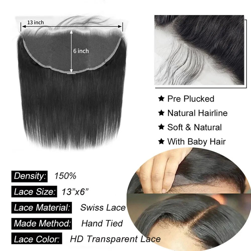 Human Hair Lace Closure Frontal 10A Brazilian Glue less Remy Hair - Lushstrand