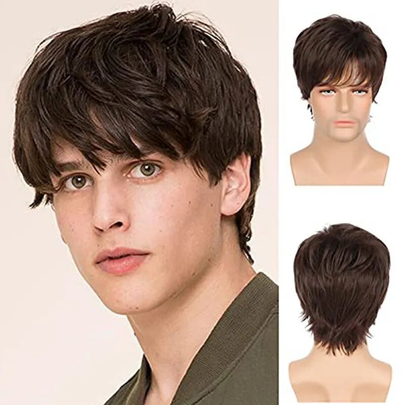 Synthetic Men Short Straight Wig Realistic Natural Headgear - Lushstrand