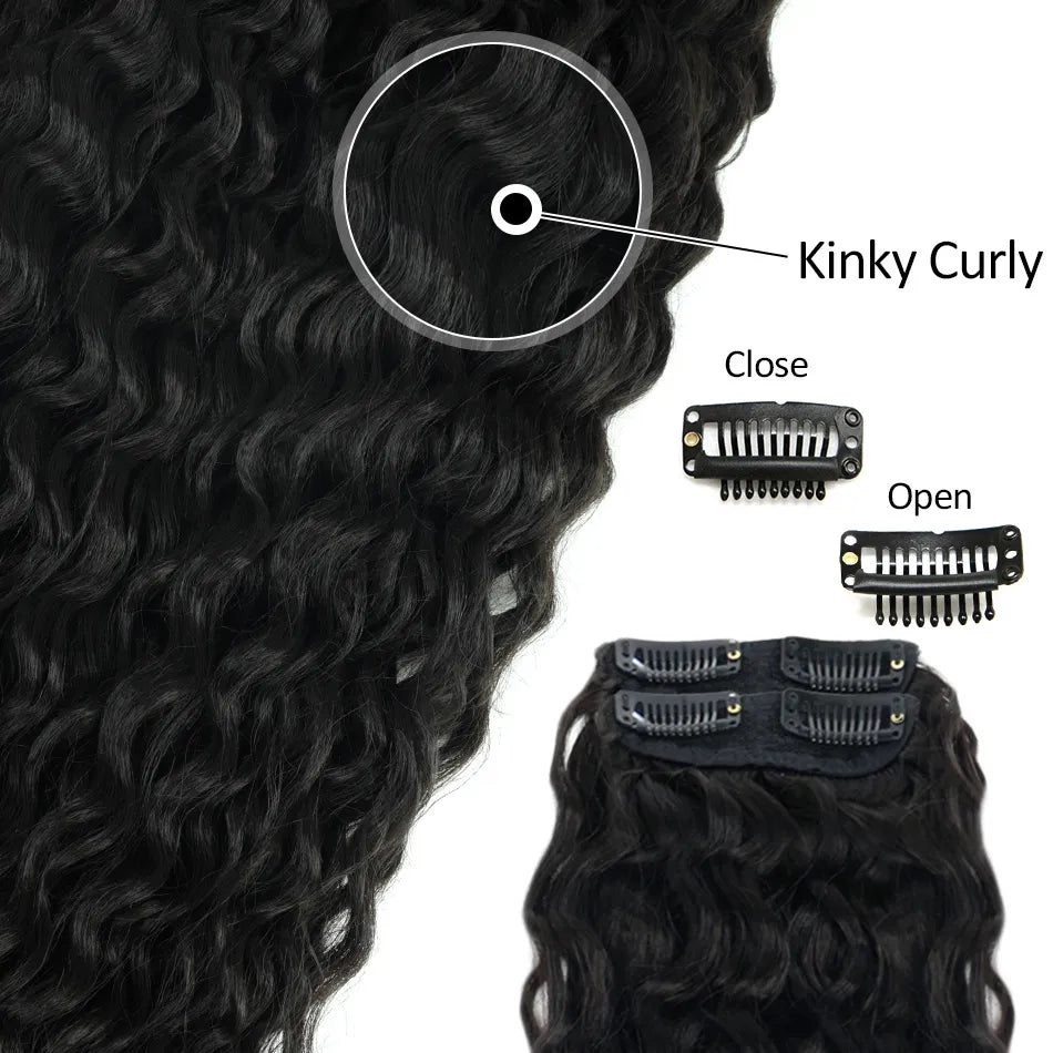 Synthetic Curly Clip-In Hair Extensions For Women - Lushstrand