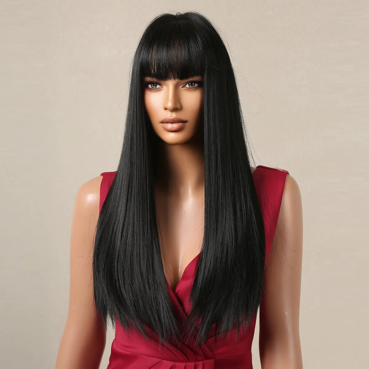 Black Long Straight Wigs for Women Natural Hair Synthetic Wigs - Lushstrand