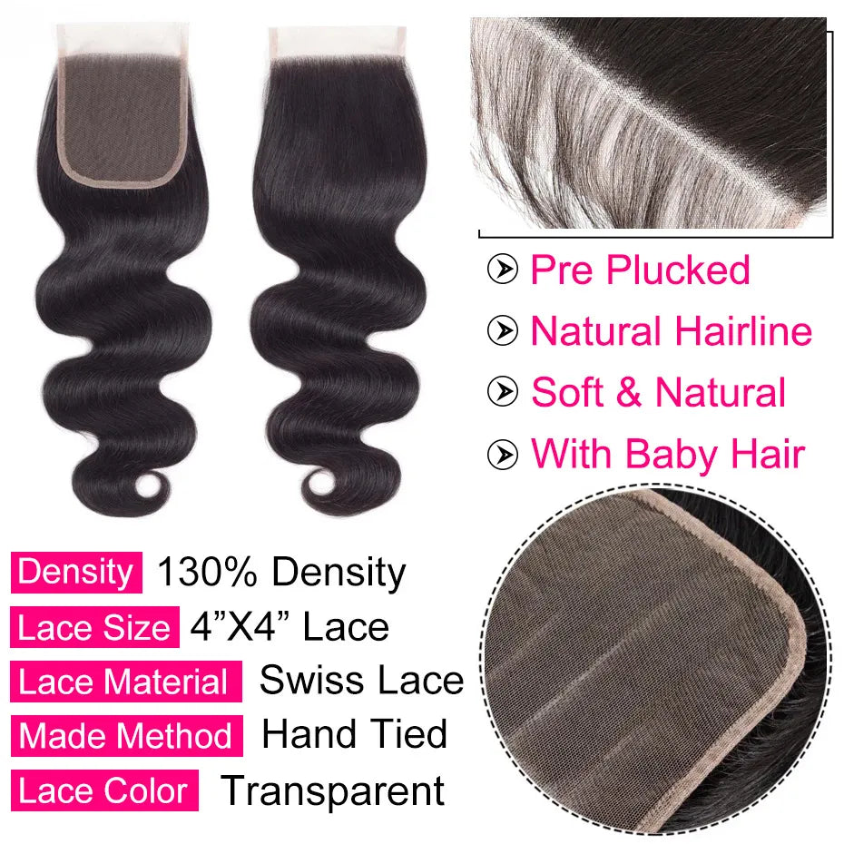 Frontal Lace Human Hair Pre-plucked Brazilian Body Wave - Lushstrand