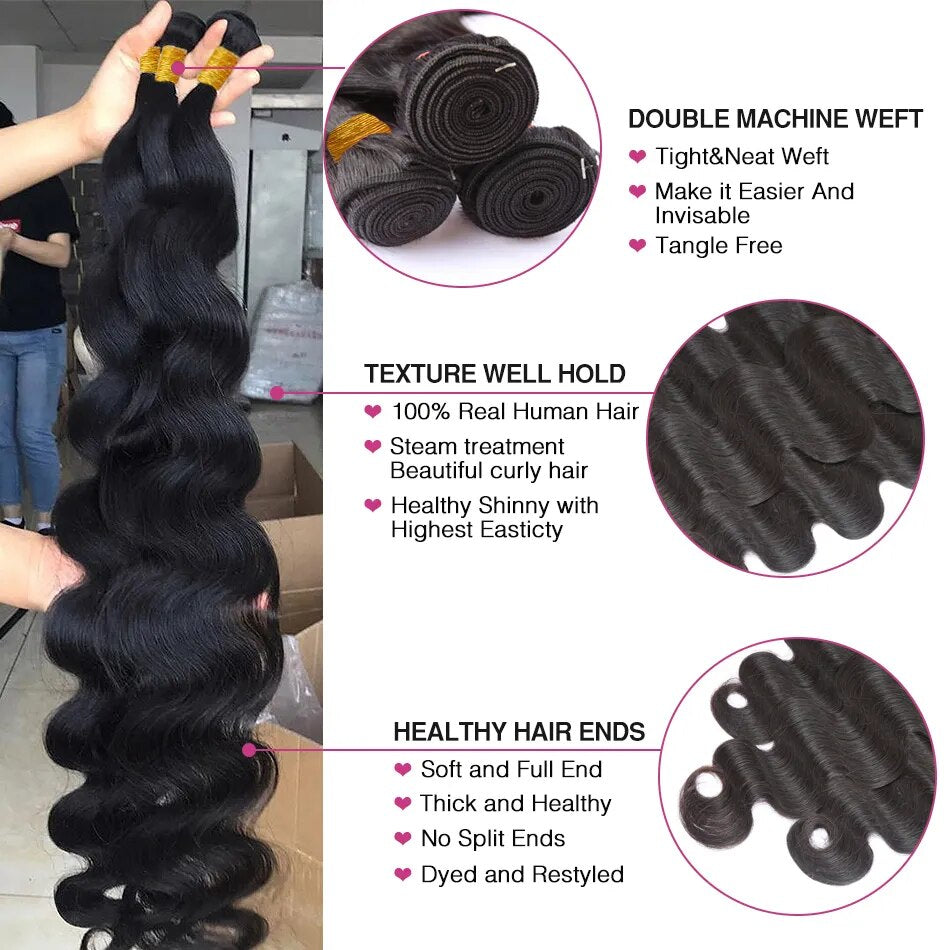 Body Wave Brazilian Human Hair Weave Bundles 3 PCS Human Hair - Lushstrand