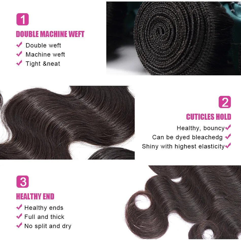 Body Wave Brazilian Human Hair Weave Bundles 3 PCS Human Hair - Lushstrand