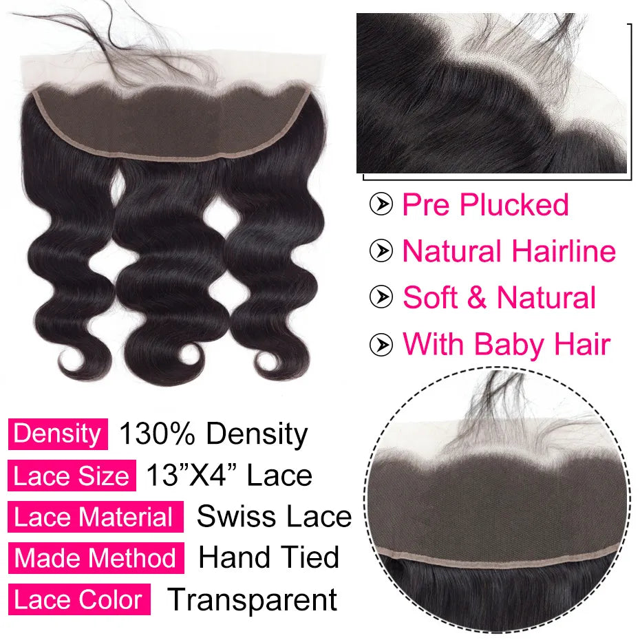 Frontal Lace Human Hair Pre-plucked Brazilian Body Wave - Lushstrand