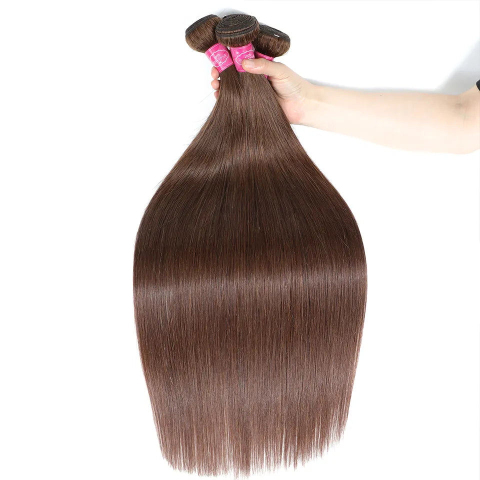 Cheap Chocolate Brown Bone Straight Human Hair Bundles - Lushstrand