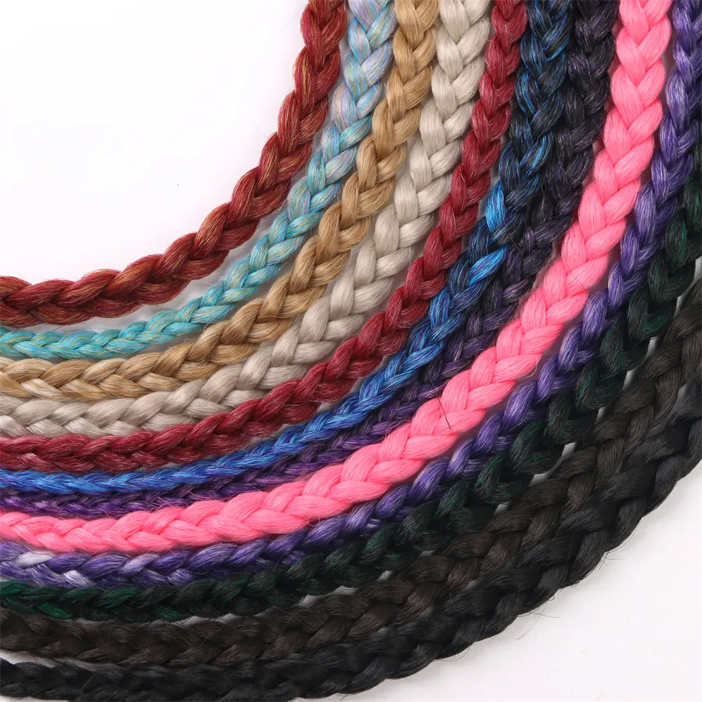 Synthetic 5 Pcs/Lot Clip-in Extensions Ponytail Rainbow Braid Hair - Lushstrand