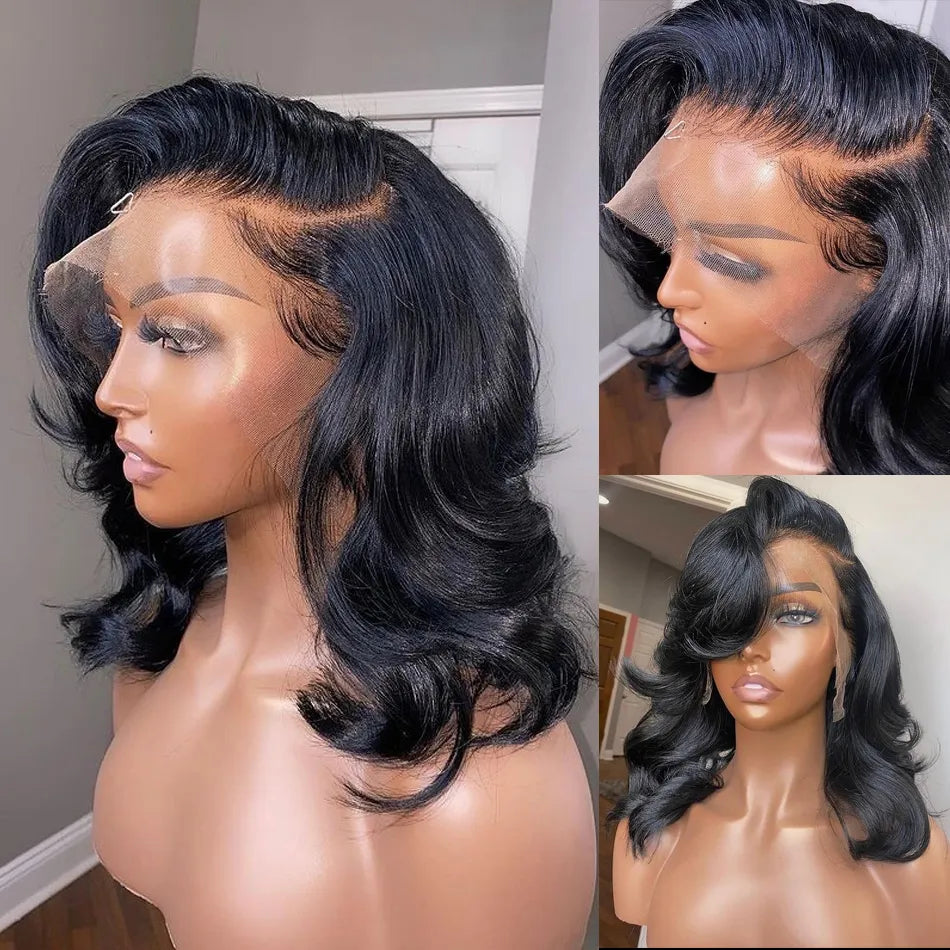 Body Wave Short Bob Wigs Lace Front Human Hair - Lushstrand