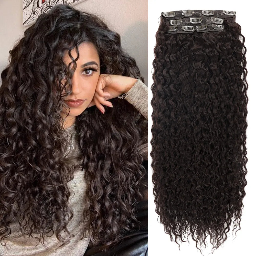 Synthetic Curly Clip-In Hair Extensions For Women - Lushstrand