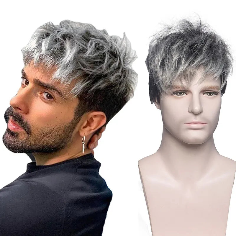 Synthetic Men Short Straight Wig Realistic Natural Headgear - Lushstrand