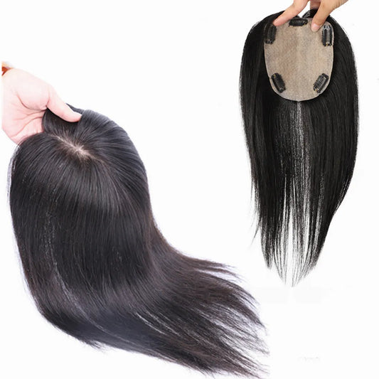 Skin Base Human Hair Topper Free Part Natural Scalp - Lushstrand