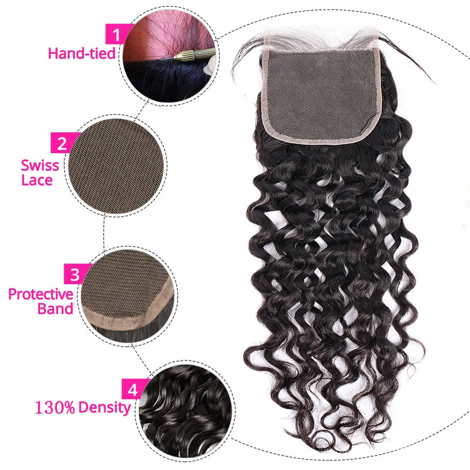 Water Wave Lace Frontal Human Hair For Black Women - Lushstrand