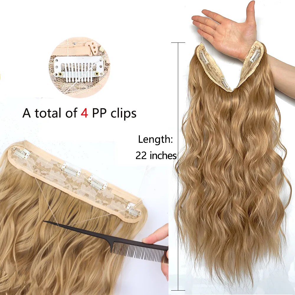 Clip-In Invisible Wire Hair Extensions Long Wavy Hair Extensions - Lushstrand