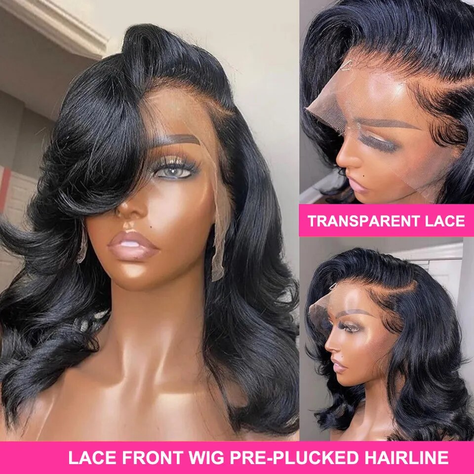 Body Wave Short Bob Wigs Lace Front Human Hair - Lushstrand