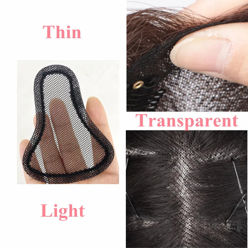 Swiss Lace Invisible Real Human Hair Toppers Clip In Natural Hairpieces - Lushstrand