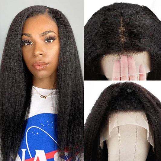 Short Kinky Straight Transparent Lace Front Wigs - Lushstrand