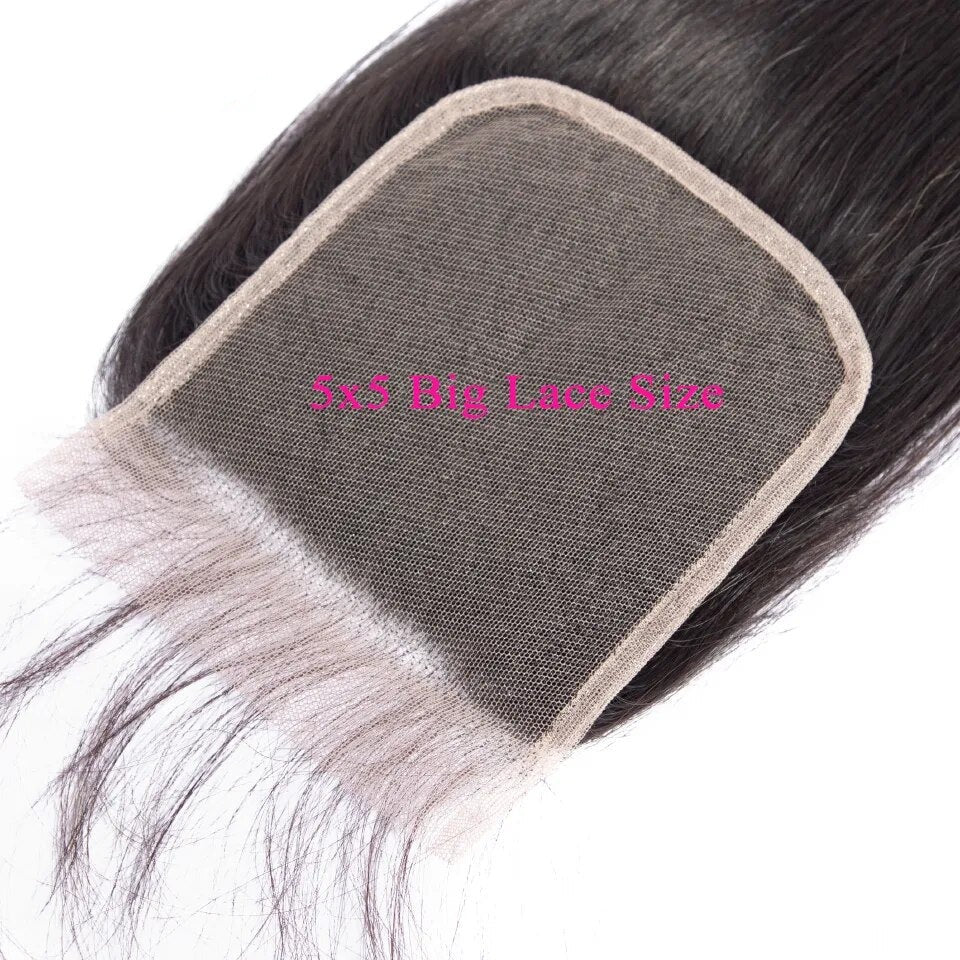 Straight Lace Closure Big Size Pre Plucked With Baby Hair Natural - Lushstrand