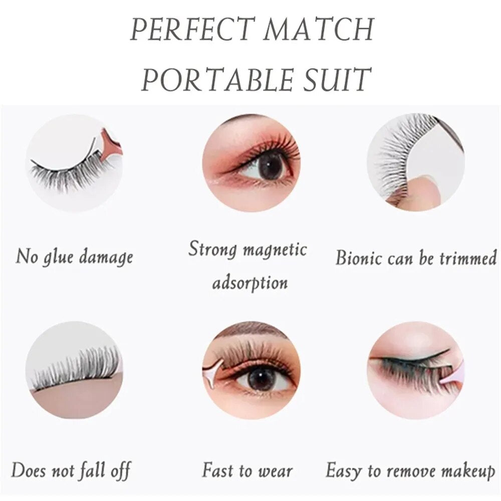 Set Waterproof Lasting Naturally Magnetic Eyelashes - Lushstrand