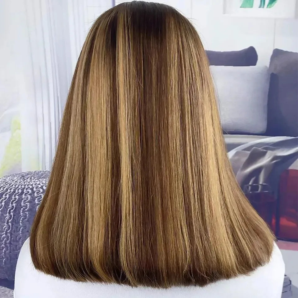 Straight Bob Lace Front Wigs For Women Ombre Blond Color - Lushstrand