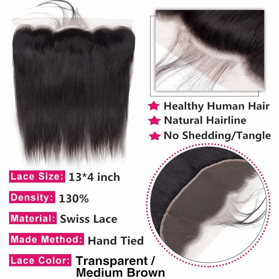 Transparent Lace Front Frontal Human Hair Brazilian Straight Lace - Lushstrand