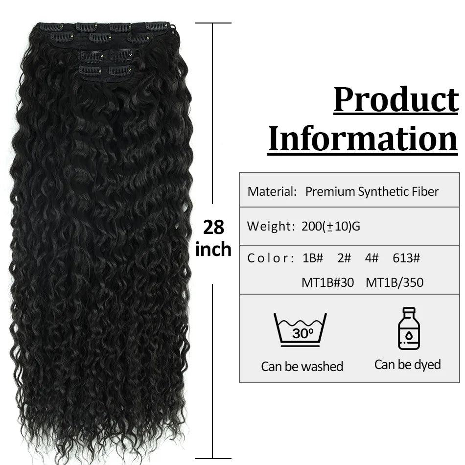 Synthetic Curly Clip-In Hair Extensions For Women - Lushstrand