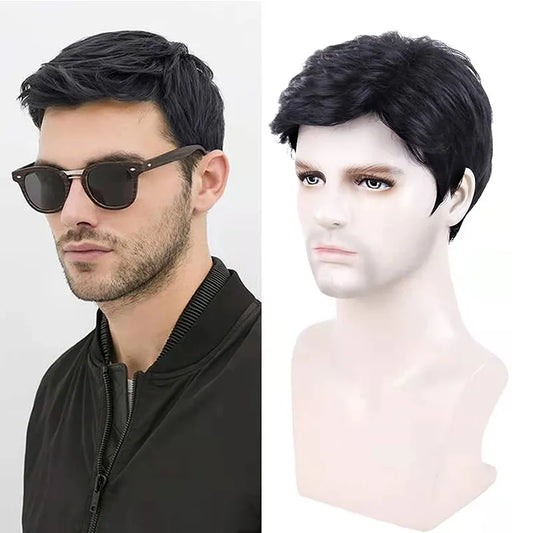 Synthetic Men Short Straight Wig Realistic Natural Headgear - Lushstrand