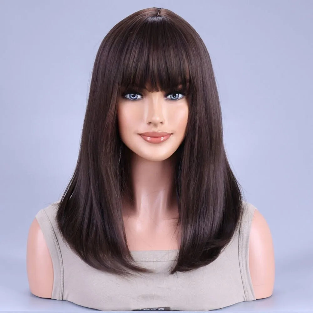 Black Brown Synthetic Wig 14 Inch - Lushstrand