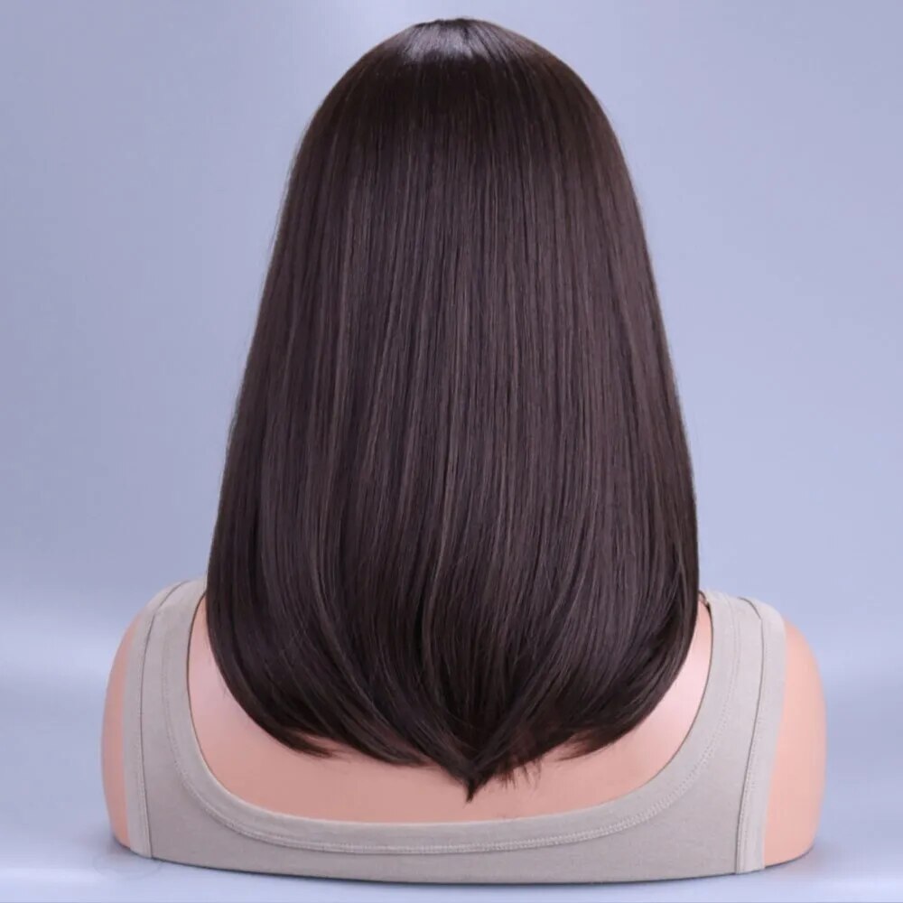 Black Brown Synthetic Wig 14 Inch - Lushstrand